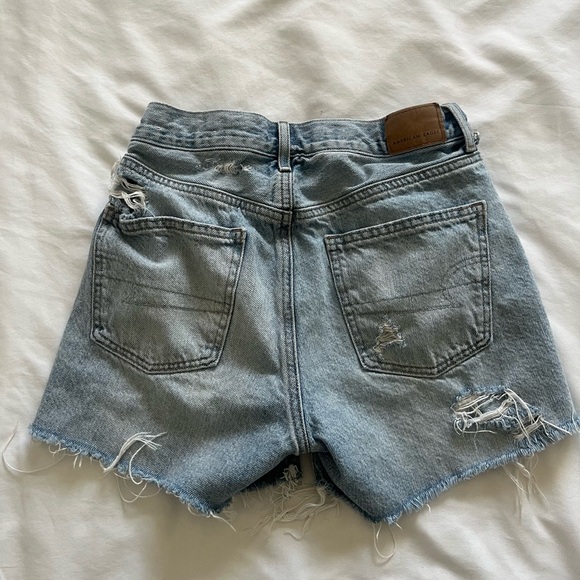 American Eagle Outfitters Light Blue Distressed Jean Shorts - Picture 2 of 6